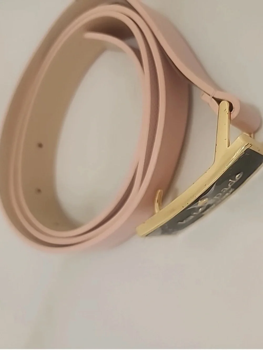 kate spade Pale Pink Leather Logo Buckle Belt